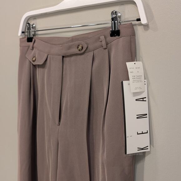 Kenar Dress Pants Pleated Beige Business Formal Casual Retro NWT - Size 8 - Picture 3 of 8